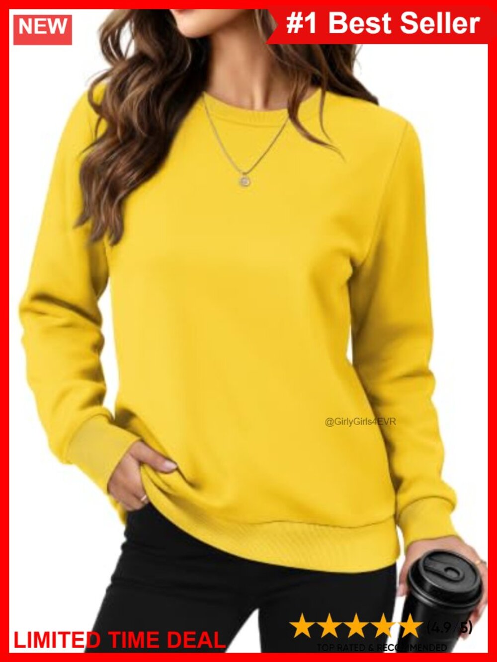 Fleece Lined Crewneck Sweatshirt Long Sleeve Warm Pullover